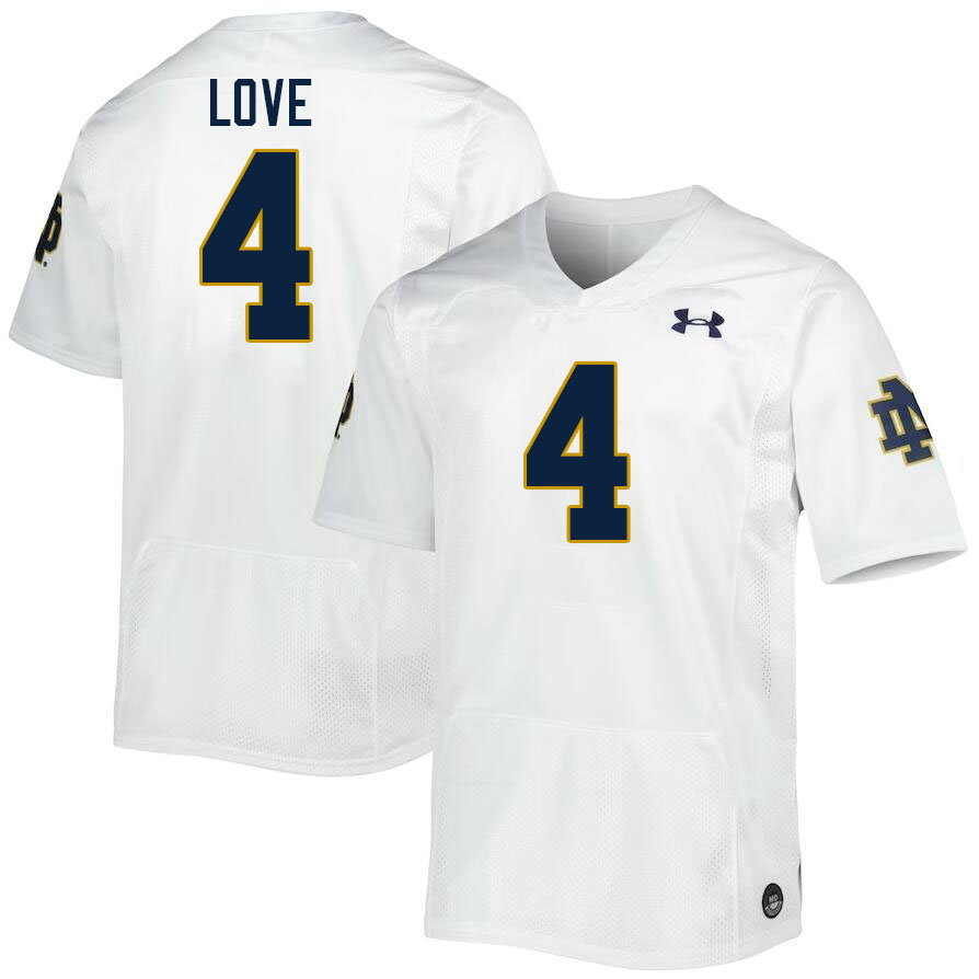 Men #4 Jeremiyah Love Notre Dame Fighting Irish College Football Jerseys Stitched-White